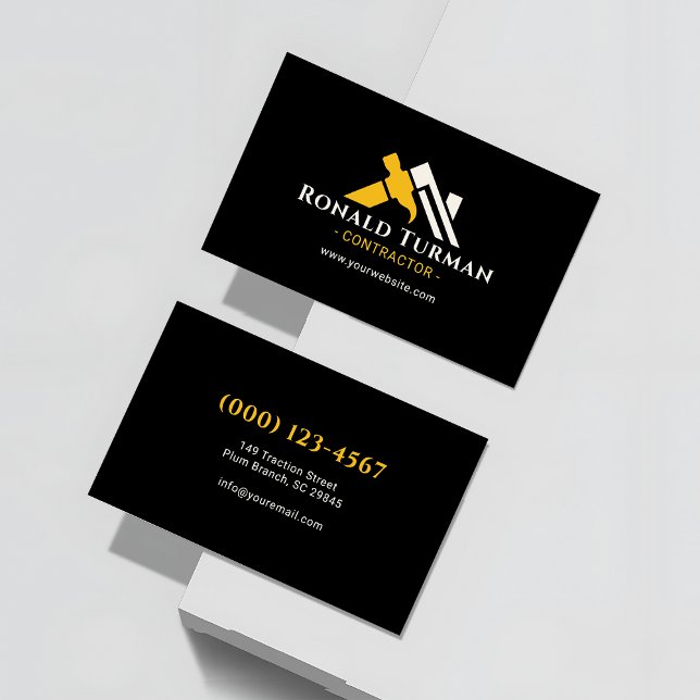 Minimalist Yellow Hammer House Luxe Contractor Business Card (Creator Uploaded)