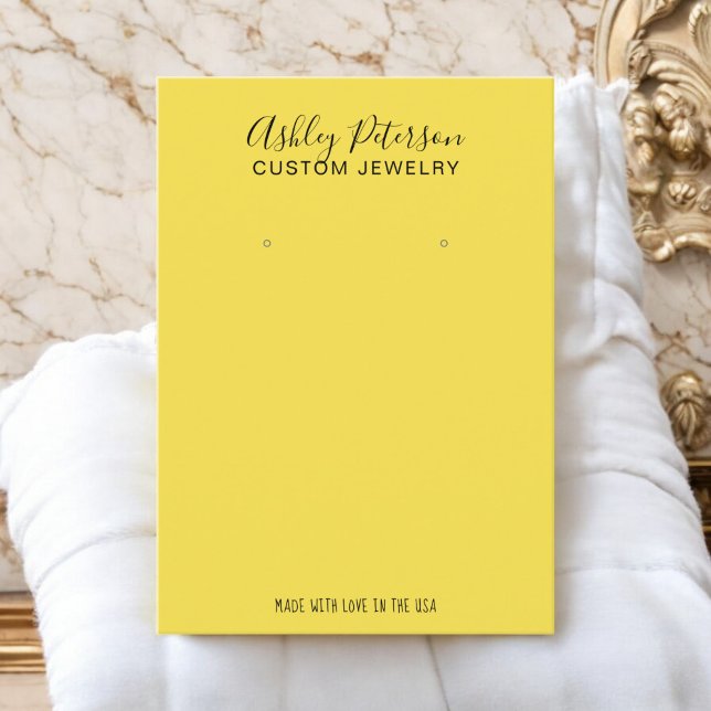 Minimalist yellow  jewelry earring display business card (Minimalist yellow jewelry earring display business card)