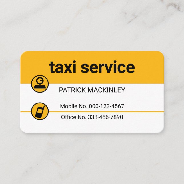 Minimalist Yellow Layer Taxi Lines Business Card (Front)