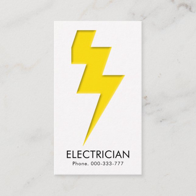 Minimalist Yellow Lightning Bolt Business Card (Front)