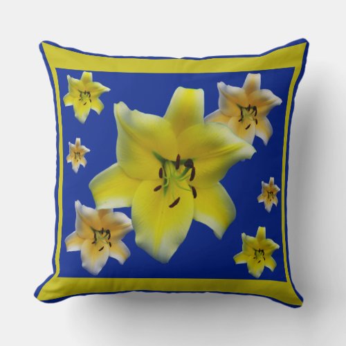 Minimalist Yellow Lily Flower Macro Photo Art Throw Pillow