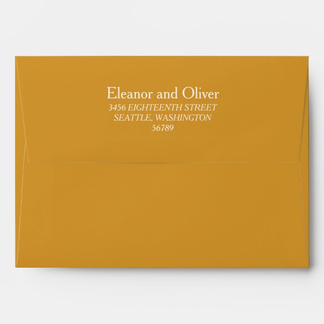 Minimalist Yellow Matching Wedding Return Address Envelope (Back (Top Flap))