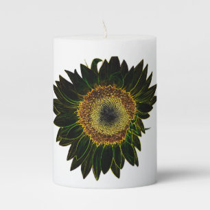 Minimalist Yellow Neon Sunflower Floral Art Pillar Candle
