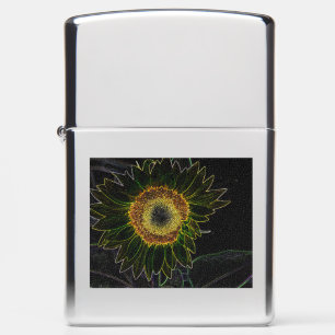Minimalist Yellow Neon Sunflower Floral Art Zippo Lighter