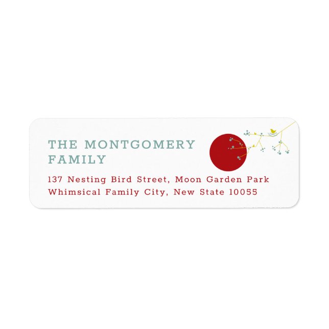Minimalist Yellow Nesting Birds & Family Address Label (Front)