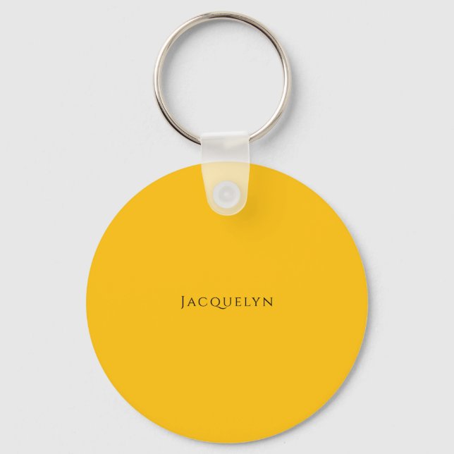 Minimalist Yellow Orange Plain Elegant Modern Name Keychain (Front)