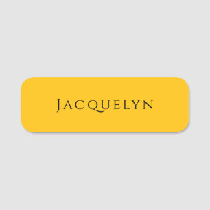 Minimalist Yellow Orange Plain Elegant Modern Name Tag