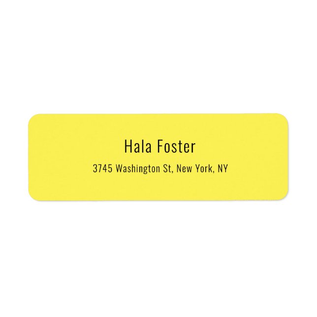 Minimalist Yellow Plain Elegant Modern Label (Front)