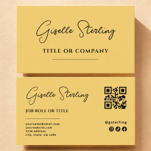 Minimalist Yellow Professional Company QR Code Business Card