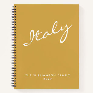 Minimalist Yellow Script Personalized Travel Notebook