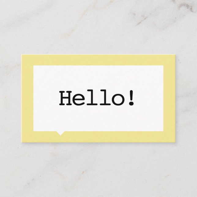 Minimalist Yellow Speech Bubble Business Card (Front)