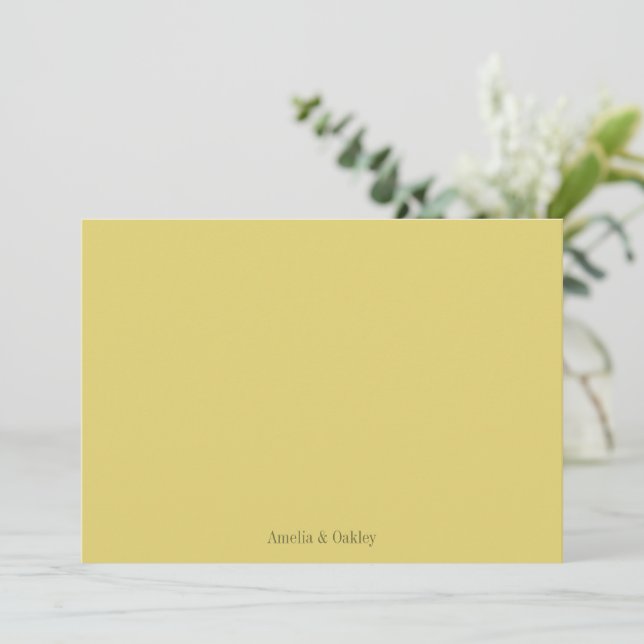 Minimalist Yellow Summer Elegant Wedding Custom Thank You Card (Standing Front)