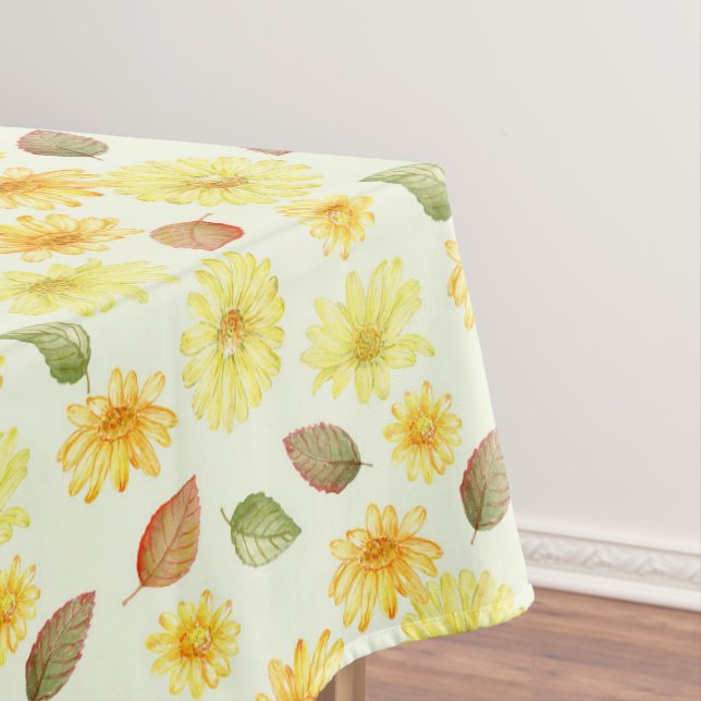 Minimalist Yellow Sunflowers Autumn Gender Neutral Tablecloth (In Situ)