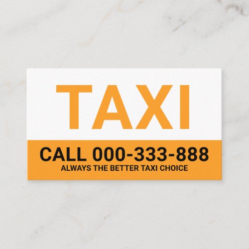 Minimalist Yellow Tax Cab Car Business Card