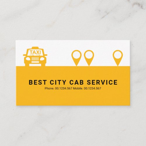 Minimalist Yellow Taxi Location Icons Cab Driver Business Card