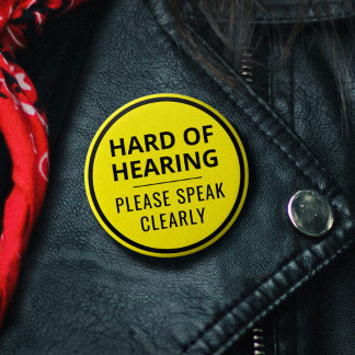 Minimalist Yellow Text Hard of Hearing Button