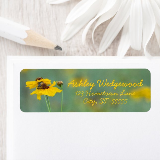 Minimalist Yellow Wildflower Photo Personalized Label (Insitu)