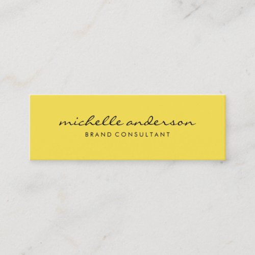 Minimalist Yellow with Cursive Text Mini Business Card