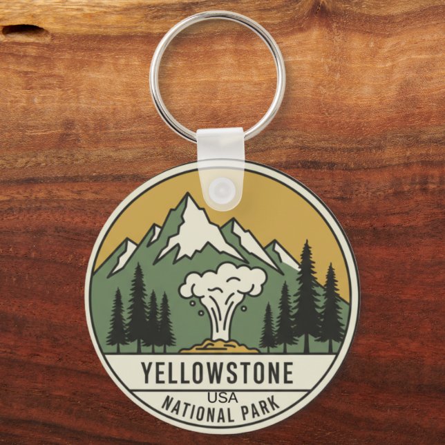Minimalist Yellowstone National Park Keychain - Cu (Back)