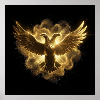 Minimalist Yet Opulent Black and Gold Illyrian Sta Poster