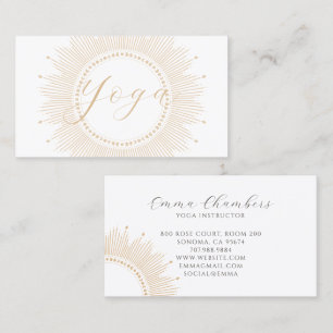 Minimalist Yoga Instructor Gold Sun Mandala Business Card