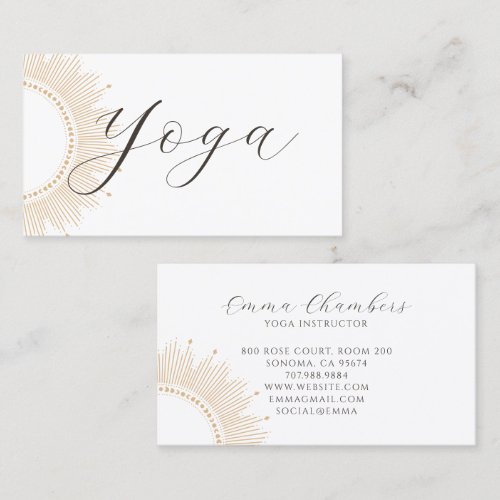 Minimalist Yoga Instructor Lotus Pose Illustration Business Card