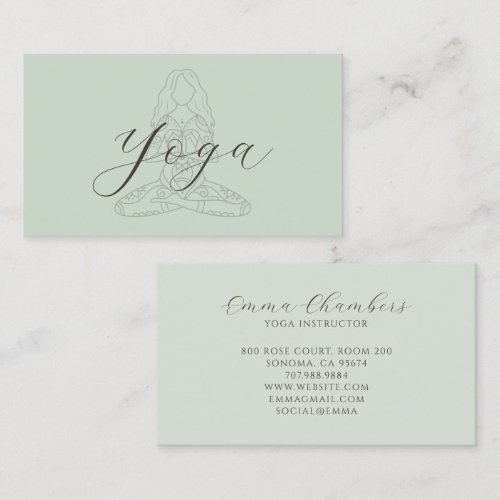 Minimalist Yoga Instructor Lotus Pose Illustration Business Card