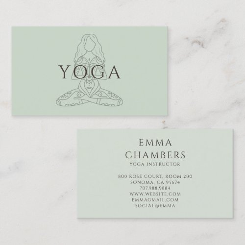 Minimalist Yoga Instructor Lotus Pose Illustration Business Card