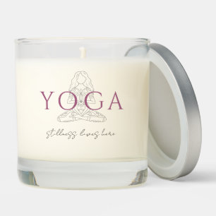 Minimalist Yoga Instructor Lotus Pose Illustration Scented Candle