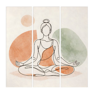 Minimalist Yoga Triptych Wall Art Set