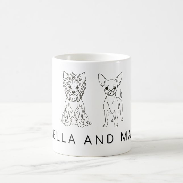 Minimalist Yorkie & Chihuahua Custom Name  - Coffee Mug (Center)