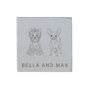 Minimalist Yorkie & Chihuahua Custom Name Magnet -