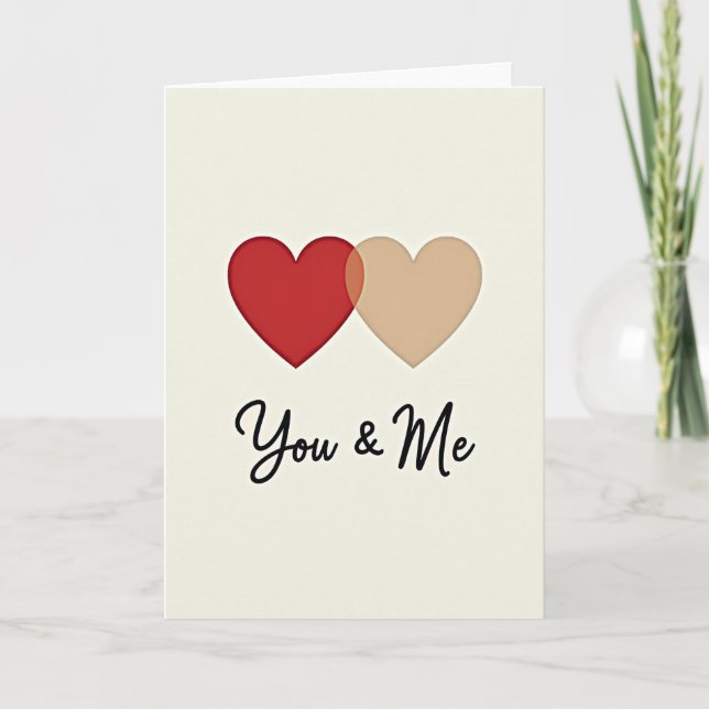 Minimalist You And Me Hearts Card (Front)