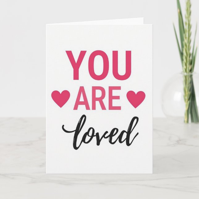Minimalist You Are Loved Hearts Card (Front)