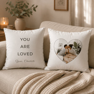 Minimalist You Are Loved Neutral Throw Pillow