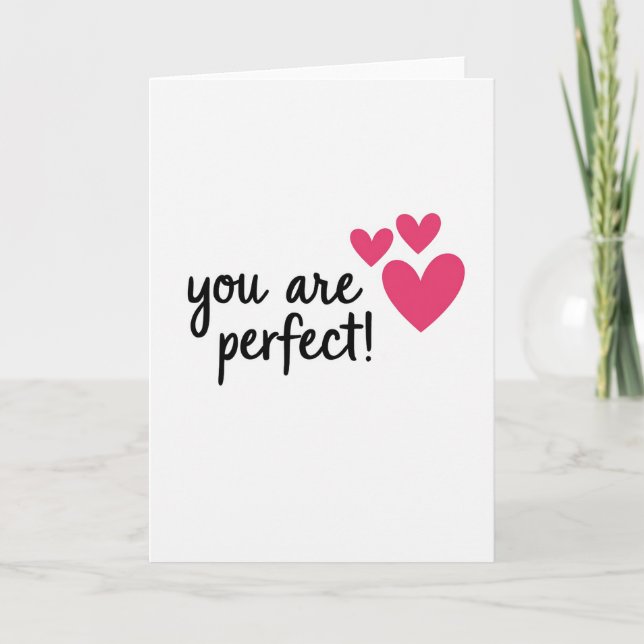Minimalist You Are Perfect Hearts Card (Front)