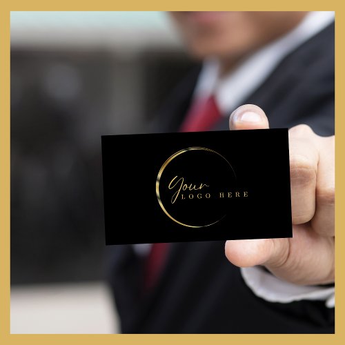 Minimalist Your Logo Gold Black Social Media  Business Card