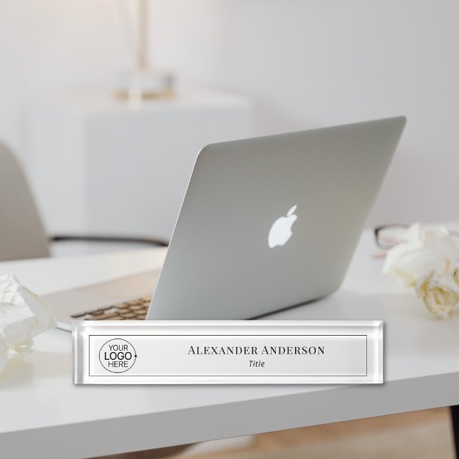 Minimalist Your Logo Here Simple Typography Desk Name Plate (Minimalist Your Logo Here Simple Typography Desk Name Plate)