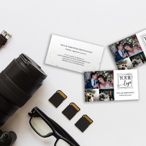 Minimalist Your Logo Photo Collage Photographer Business Card