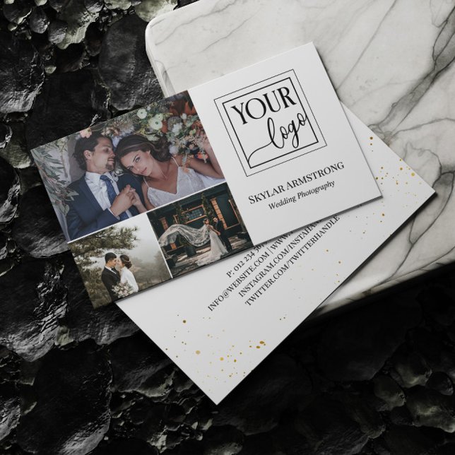 Minimalist Your Logo Photo Collage Photographer Business Card (Creator Uploaded)