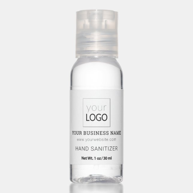 Minimalist Your Logo White Business Hand Sanitizer (Front)