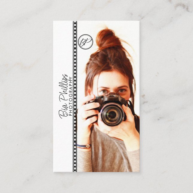 Minimalist Your Photo & Logo Photography Business Business Card (Front)