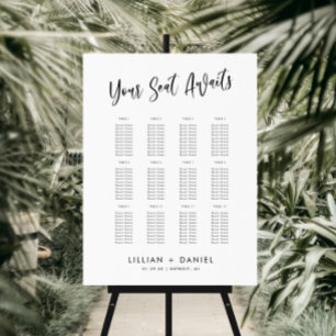 Minimalist Your Seat Awaits Wedding Seating Chart Foam Board