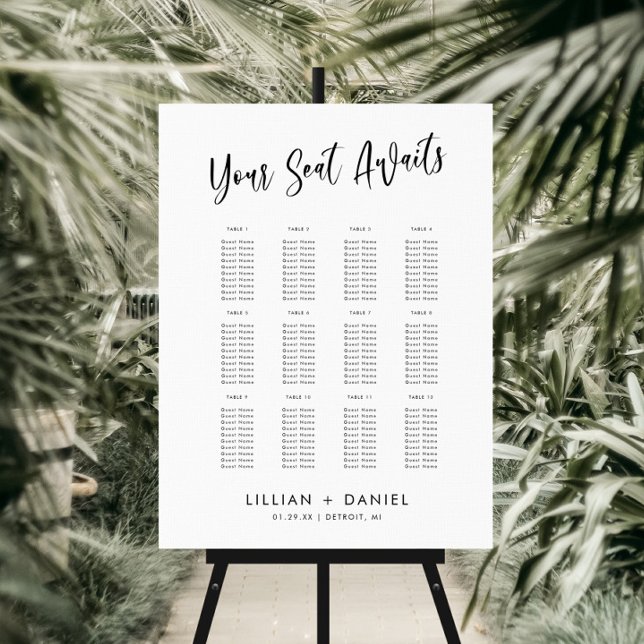 Minimalist Your Seat Awaits Wedding Seating Chart  Foam Board (Creator Uploaded)