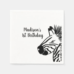 Minimalist Zebra Doodle Zoo Safari Party Napkins
