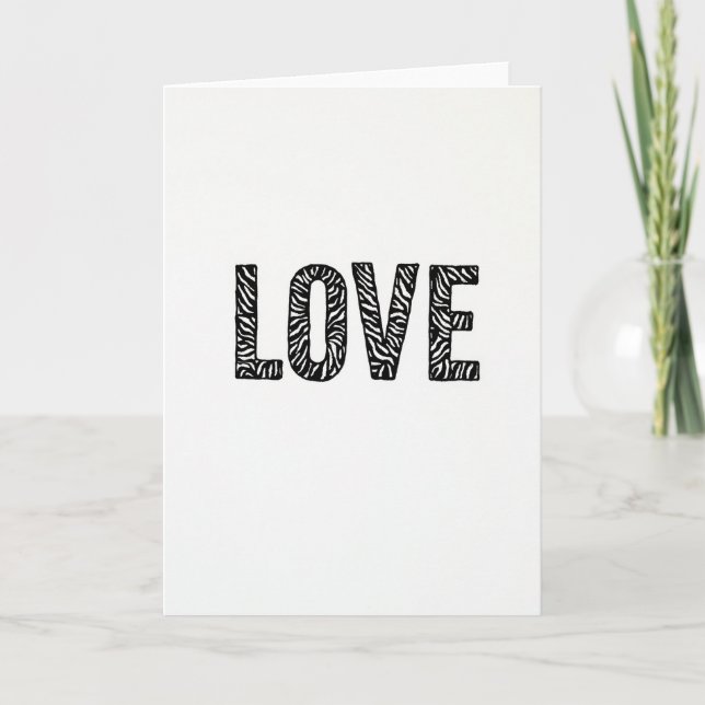 Minimalist Zebra Love Card (Front)