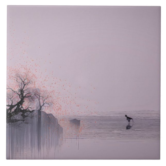Minimalist Zen Landscape  Ceramic Tile (Front)