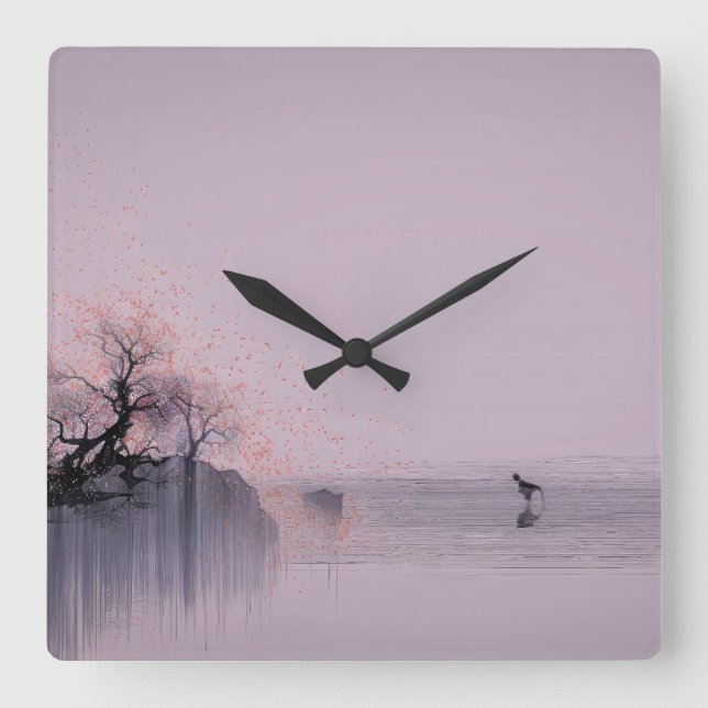 Minimalist Zen Landscape  Square Wall Clock (Front)