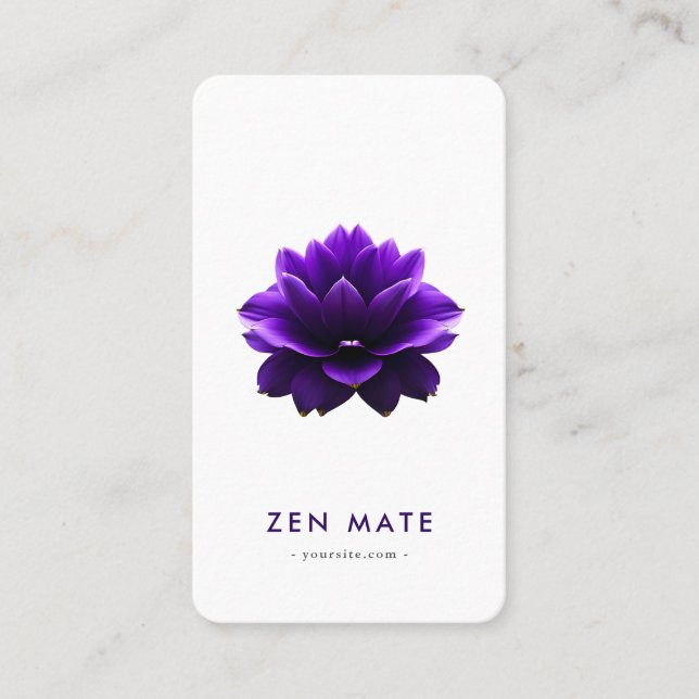 Minimalist Zen Lotus Yoga Wellness Qr Code Business Card (Front)