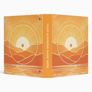 Minimalist Zen Mountain Ocean Retro Sunset 3 Ring Binder